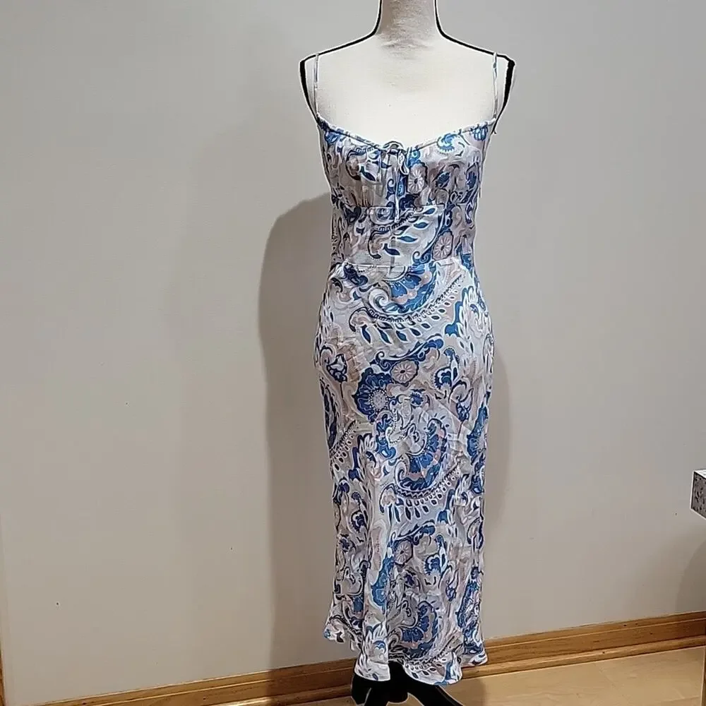 Aritzia Wilfred Bellow Midi Dress Paisley Sz 4 - Picture 1 of 10
